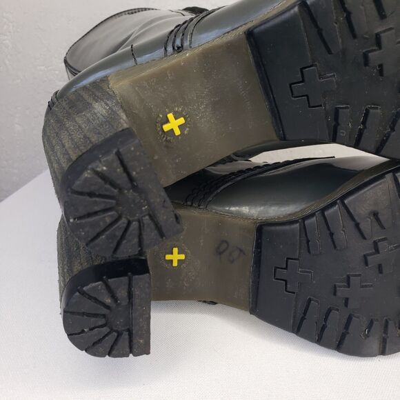 Dr Martens Dee 14 Eye Gray Patent Leather Heeled Lace-up Boots Womens 6-6.5 Diva - Picture 14 of 16